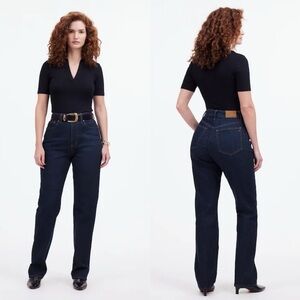 Madewell Curvy 90s Straight Jeans Dark Wash High Rise Size 25